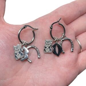 Vitaly Charm Dangle Stainless Steel Hoop Earrings Set Minimalist Streetwear
